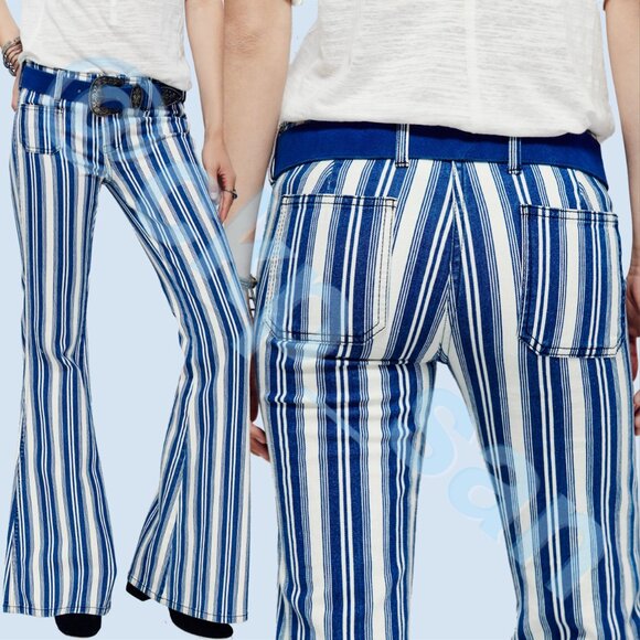 NWT Free People Jolene Hip Hugger Striped Flare Sz 27 - Picture 4 of 16